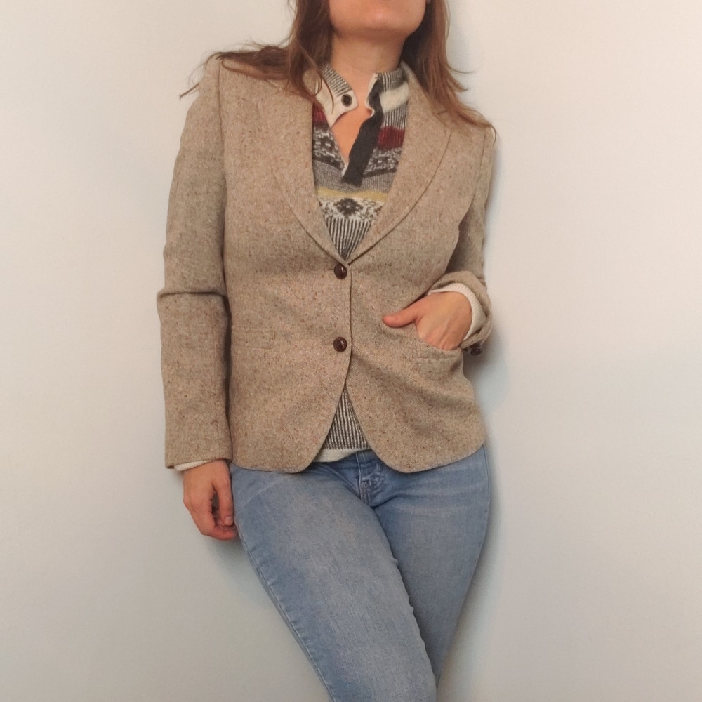 Vintage Tweed Collared Blazer Button Up